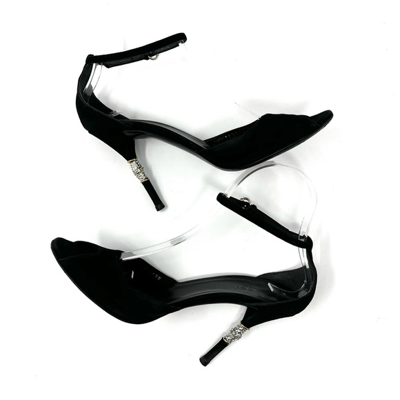 Vintage Gucci By Tom Ford Y2K Black Suede Crystal Bamboo High Heels Sandals 7.5 - Picture 4 of 12